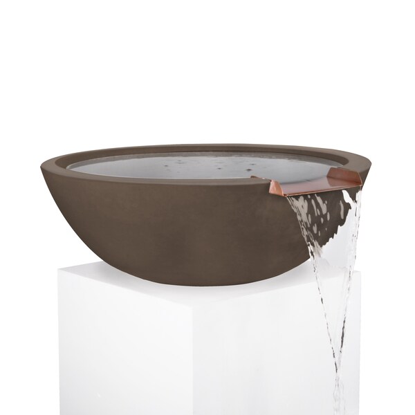 The Outdoor Plus 33 Round Sedona Water Bowl - GFRC Concrete - Chocolate - OPT-33RWO-CHC - main